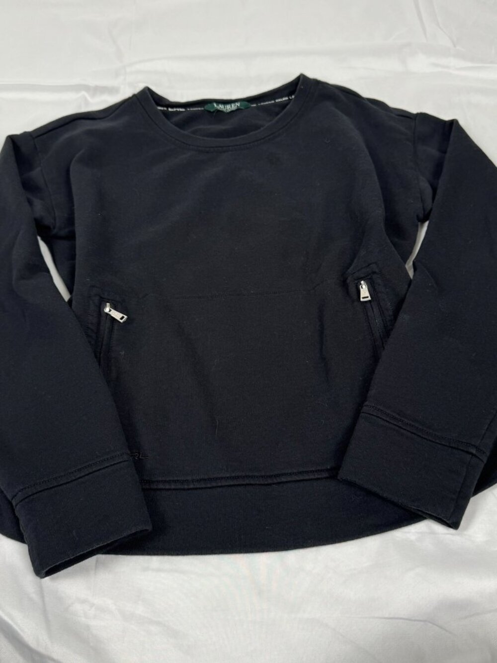 Lauren Ralph Lauren Black Crewneck Sweatshirt Minimalist Pullover M/L